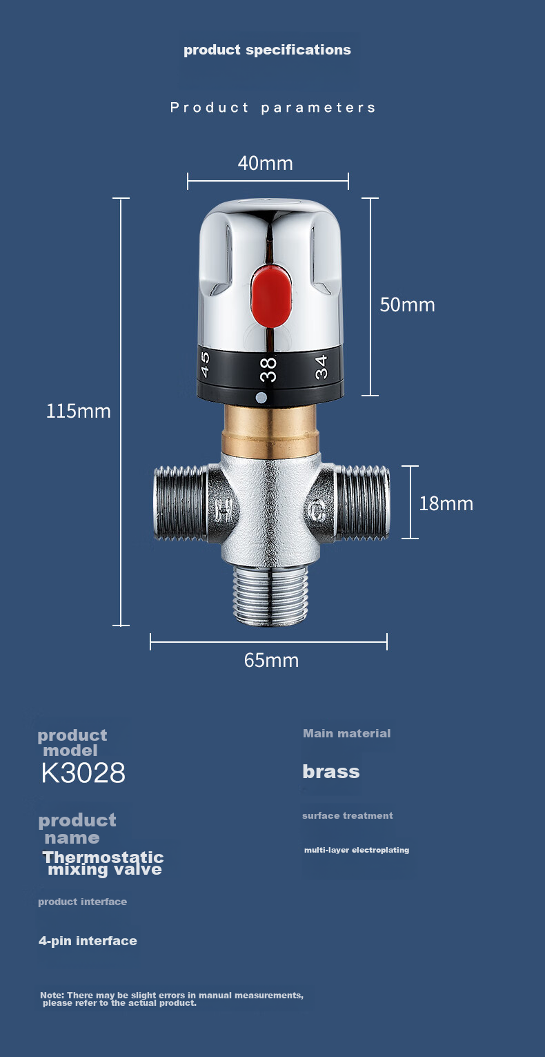 KEGOO Surface-Mounted Shower Faucet with Constant Hot And Cold Temperature, Bathroom Shower Head Switch Copper Mixing Valve K3028 11