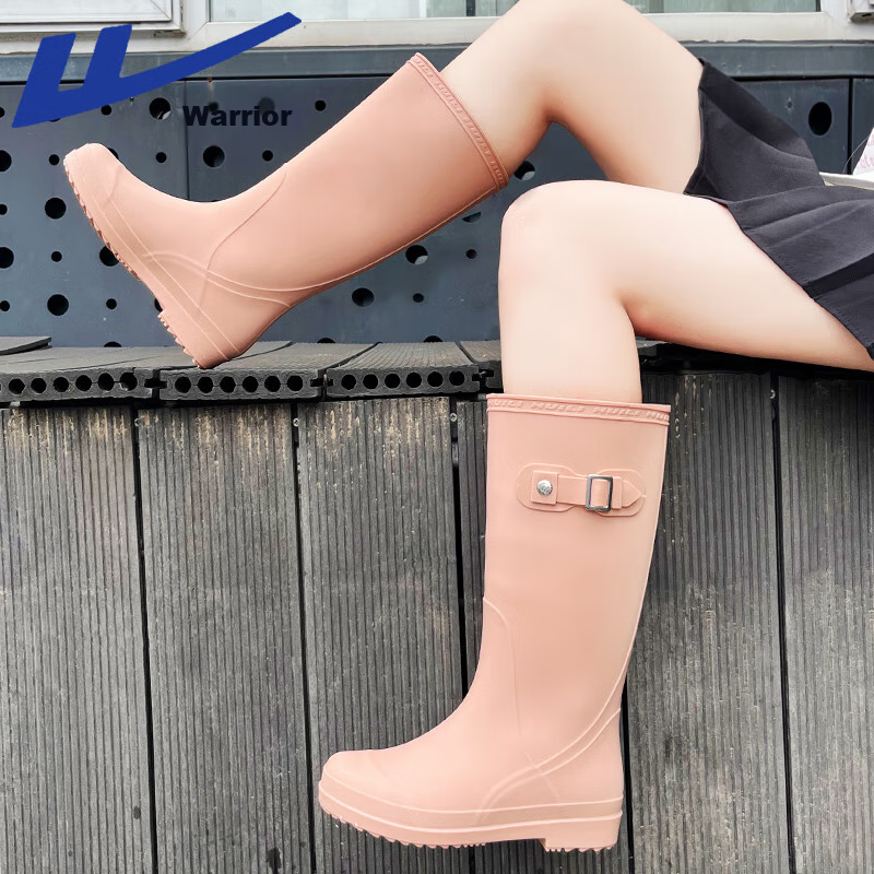 Huili Women's Tall Rain Boots, Fashionable Outdoor Waterproof Wear-Resistant Rubber Shoes, Water Shoes, Water Boots, 73-1 Khaki, Size 40