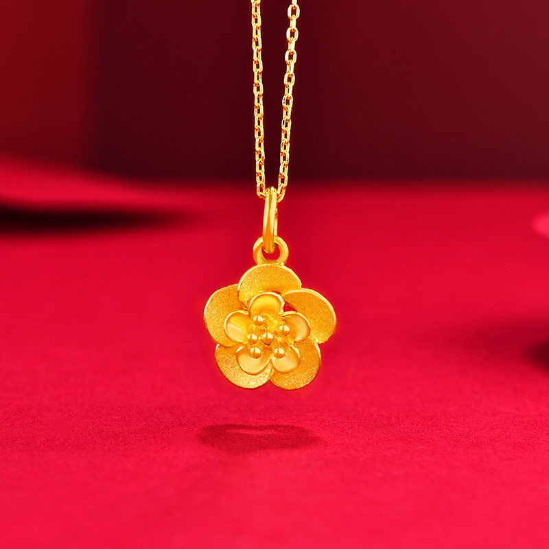 萃华金店足金花朵黄金吊坠女约285288克
