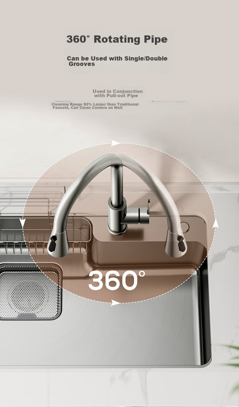 ARROW Space Gray Kitchen Faucet, Hot And Cold Pull-Out Faucet, Kitchen Tap AE45134MGGP 15