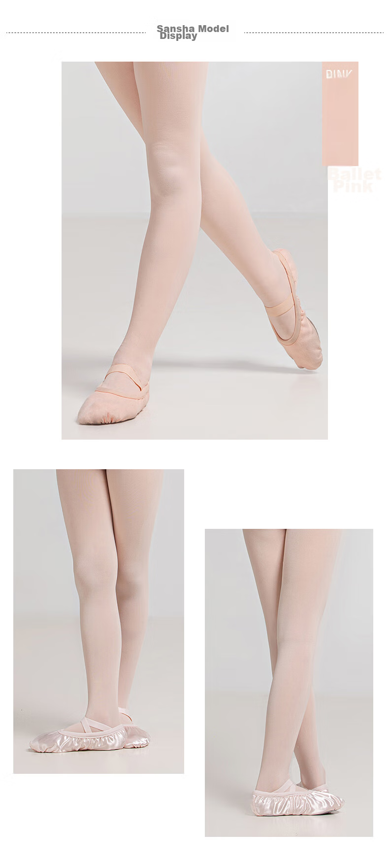 Sansha Children's Dance Tights, White Ballet Dance Socks, All-Season One-Piece Pantyhose for Girls, Large Socks Base Layer, Pink SS-S 6