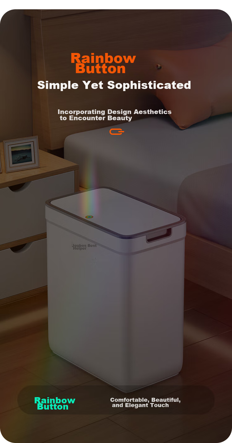 Jiabangshou Bathroom Toilet Push-Lid Trash Can, 15.1L Narrow Gap Garbage Bin, Large Size, for Kitchen, Bedroom, Living Room, Home Use, Popular Trendy Bi 7