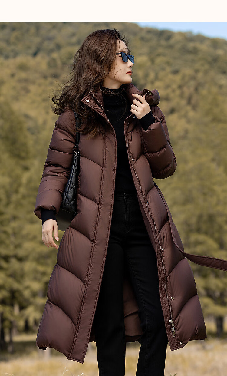 Dme [Hide in Sunroom] Winter 400T Spring 90% Down Filling Wavy Pattern Hooded down Jacket for Wome 14