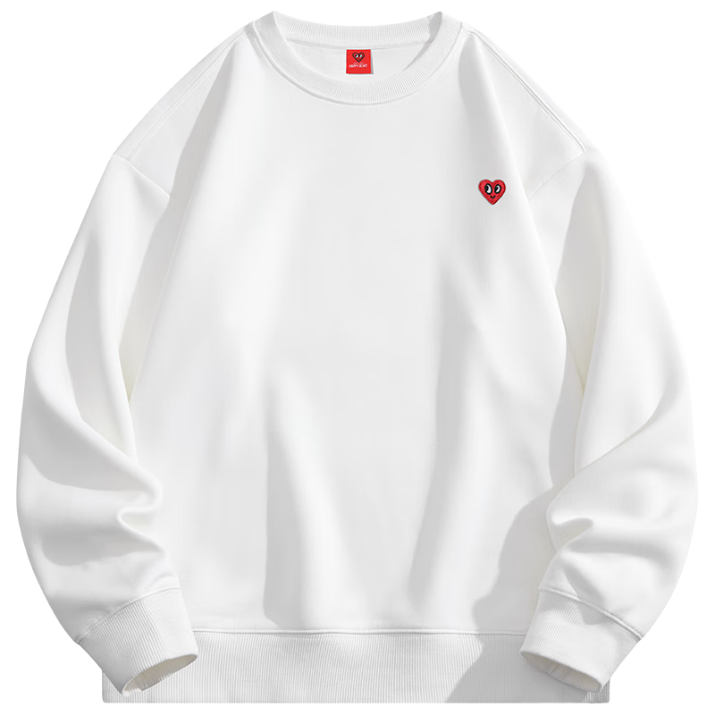 Chaersitaoxin [Bailu & Wang Churan Same Style] Sweatshirt for Men And Women, Couple Matching Round Neck Fleece-Lined Top, White Fleece-Lined M