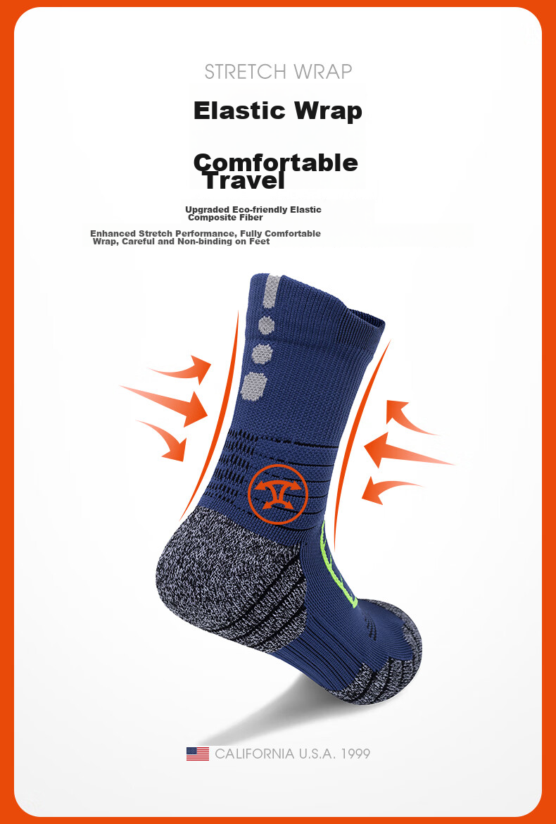 TFO Competition-Grade Outdoor Socks, Breathable Hiking Socks, Sports Running Training Socks 2202458, Men's Fluorescent Green, Size L 7