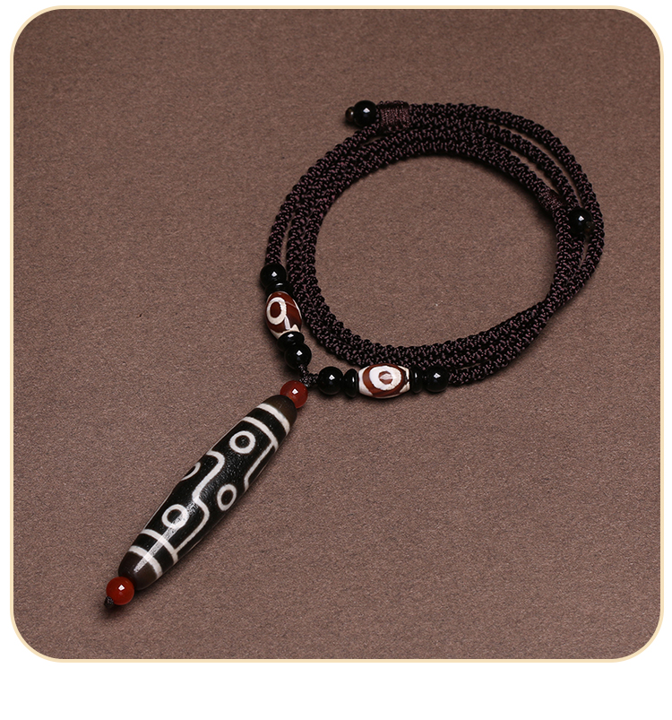 Shichuanbaishi Tibetan Nine-Eyed Dzi Bead Pendant Crystal Agate Necklace for Men And Women, Lucky Charm Amulet, Couple's Birthday Gift 15