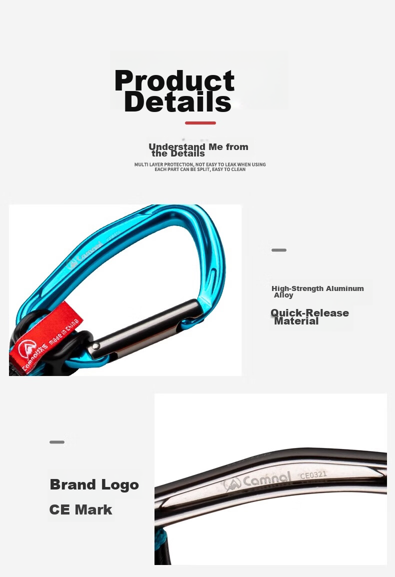 Kanle Climbing And Mountaineering Equipment, Fall Protection Rappelling Rope, Nylon Flat Belt, Straight And Curved Carabiners, Quick-Release Main Lock 14