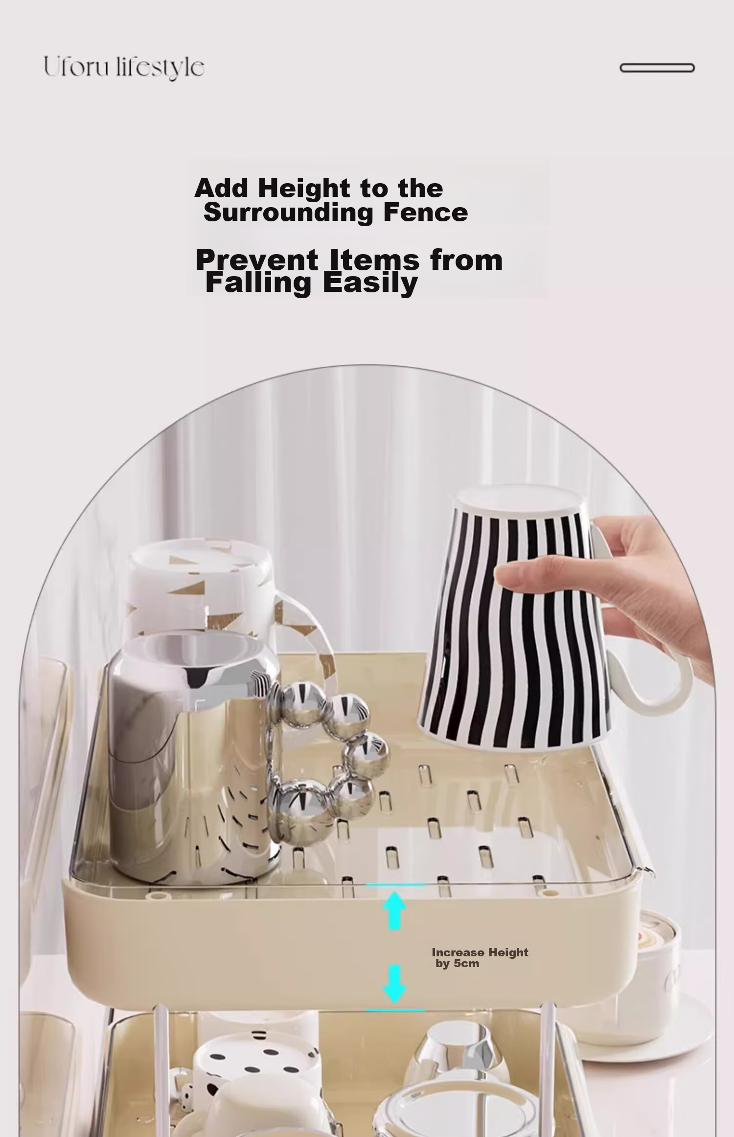 Jiadu Cup Storage Rack, Desktop Holder for Water Cups And Teacups, Dining Table Tray, Light Luxury Home Use, Double-Layer Draining Cup Rack 5