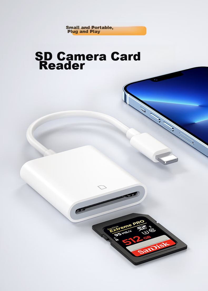 LinkStone Apple Phone Card Reader SD Card Camera Memory Card Storage Card Lightning Adapter Interface Compatible with IPhone13/14/iPad High-Speed Transfer 1