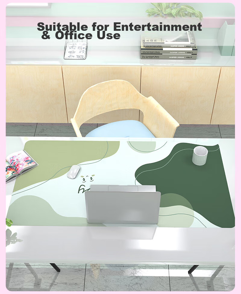 Juyingfeng Extra Large Mouse Pad, Leather Waterproof Mouse Pad, Laptop Office Extra Large Double-Sided Desk Pad, Natural Wood Texture with Lock Edge, Wear-Resistant, 90*45cm, Cherry Blossom Pink 3