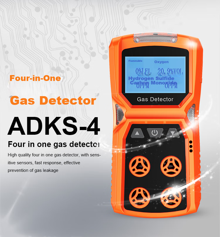 EDKORS Four-In Gas Detector, Oxygen, Carbon Monoxide, Hydrogen Sulfide, Combustible Gas Alarm, Confined Space Alarm 8