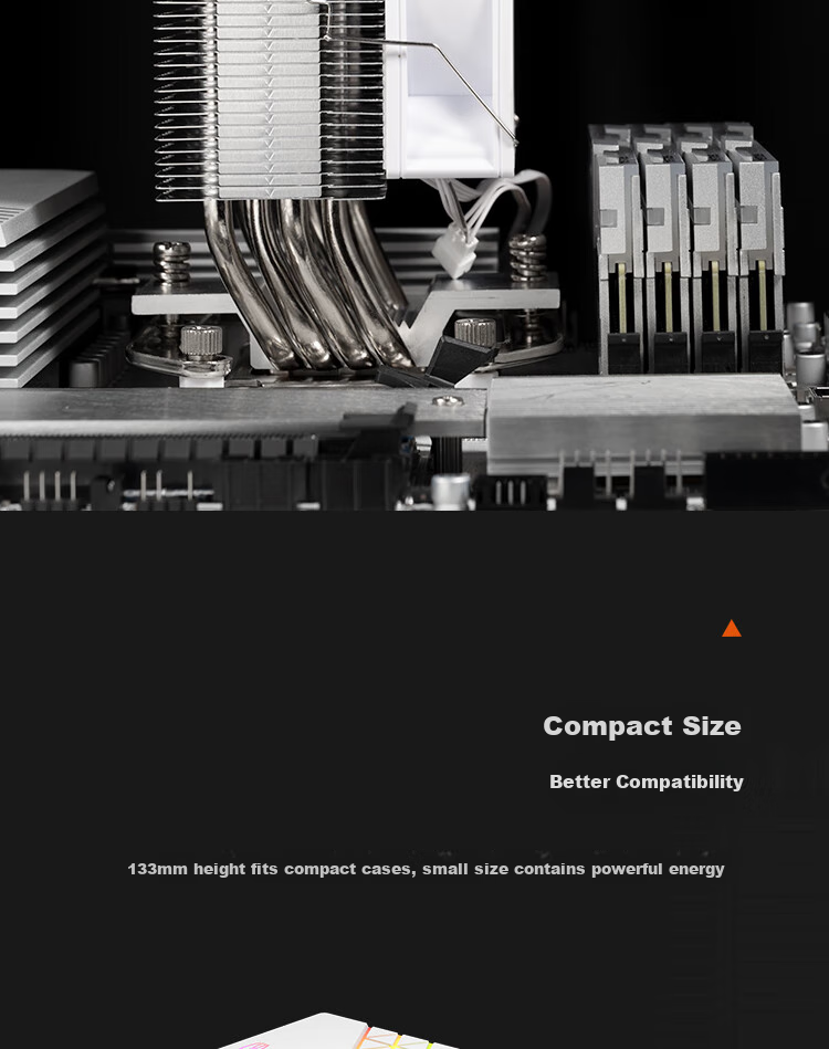 PCCOOLER Red Sea H4 Black CPU Air Cooler (4 Heat Pipes/PWM Fan/Supports 12/13 Gen 1700/AM4/AM5/133mm Height) 8