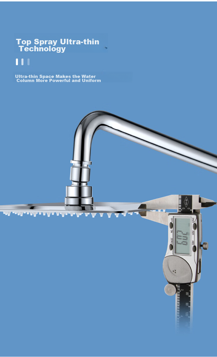 Larsd AL8073 Top Spray Shower Head, 304 Stainless Steel Shower Head, Heat-Resistant, Square Ultra-Thin Top Spray Head 8