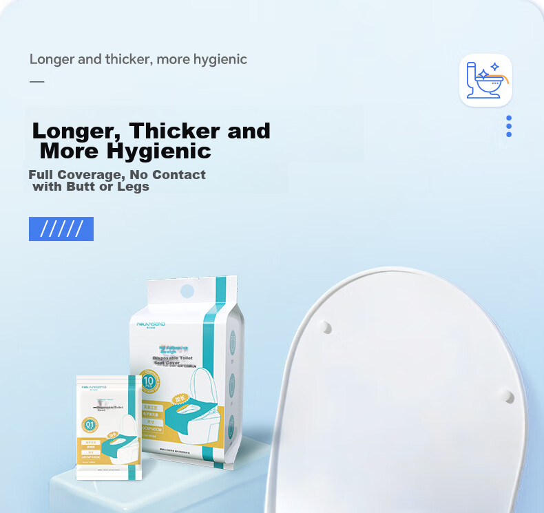 NOLANSEND Disposable Extended Toilet Seat Covers, Travel Hotel Sterilized Grade Hygiene Padded Paper, Postpartum Large Size, 30 Pieces Individually Wrapped 6
