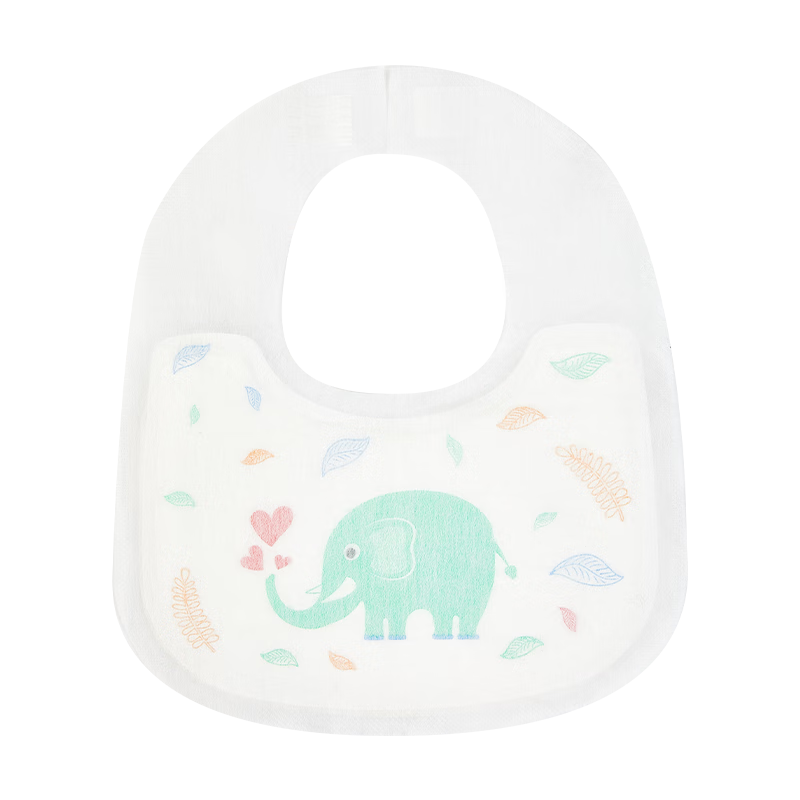 Ankexin Disposable Baby Bibs [20 Pieces], U-Shaped Drool Bibs, No-Wash Bibs, Individually Wrapped, Little Elephant Desig