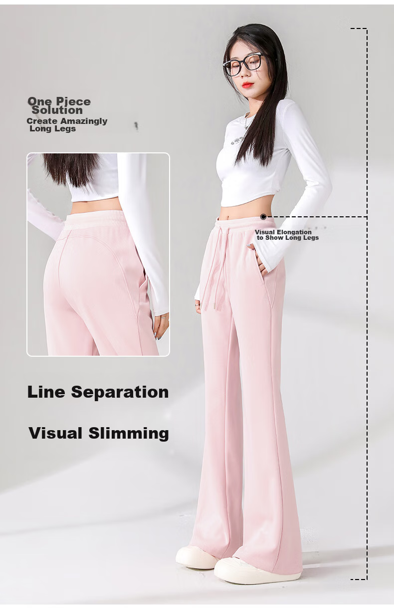 Baleno High-Waisted Flared Pants for Women, Spring And Autumn 2026, Elastic Waist, Slightly Flared Casual Long Pants, Fashionable Black Harem Pants 8