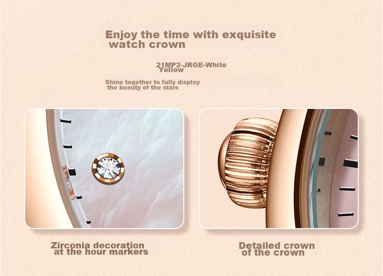 MARK FAIRWHALE Small Petal Watch for Women with Diamond-Inlaid Mother-Of Dial, Quality Waterproof Chinese Watch, Birthday Gift for Girlfriend 3640 8