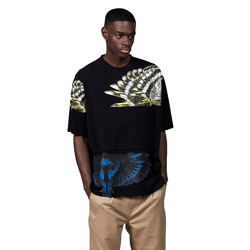 礼物马塞洛布隆marceloburlon男士wings系列棉质短袖t恤cmaa076s2黑色