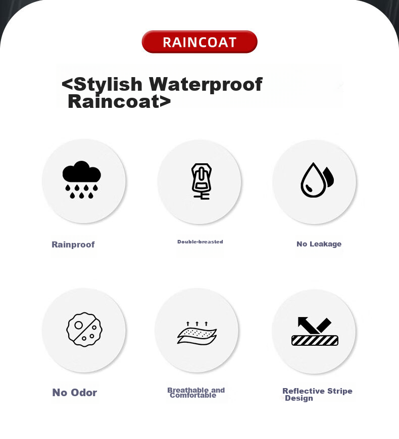 Leyoubaiyi Long Trench Coat One-Piece Raincoat, Army Green, Adult Men And Women Reflective Waterproof Flood Prevention Rain Poncho Constructio 3