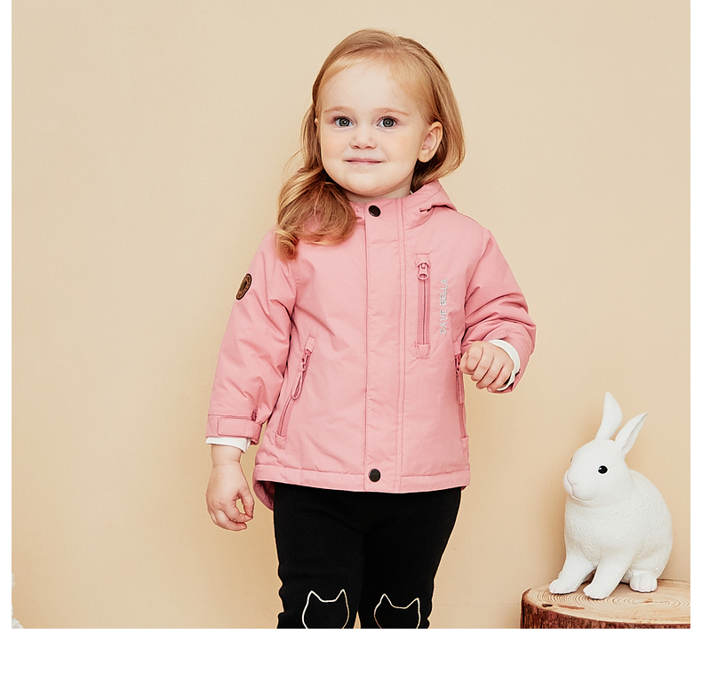 DAVE & BELLA Kids Cotton Padded Jacket Girls Winter Coat Boys Thickened Hooded Cotton Coat 7