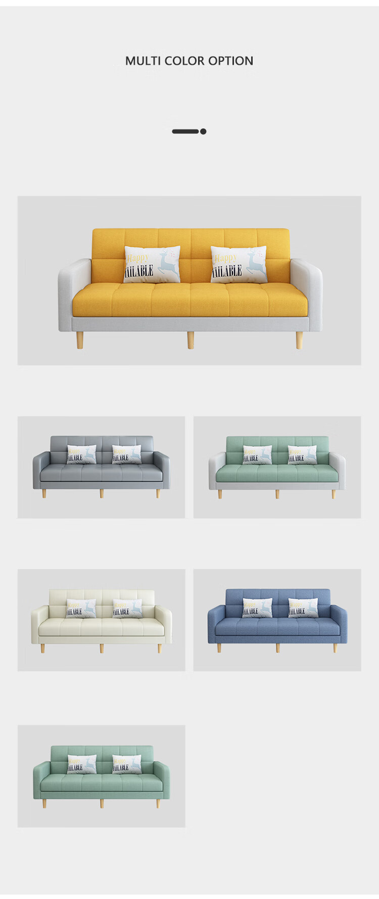 L&S Sofa Bed Dual-Use Foldable Sofa Small Apartment Tech Fabric Sofa Trendy Model S96 Light Gray 2.0m 5