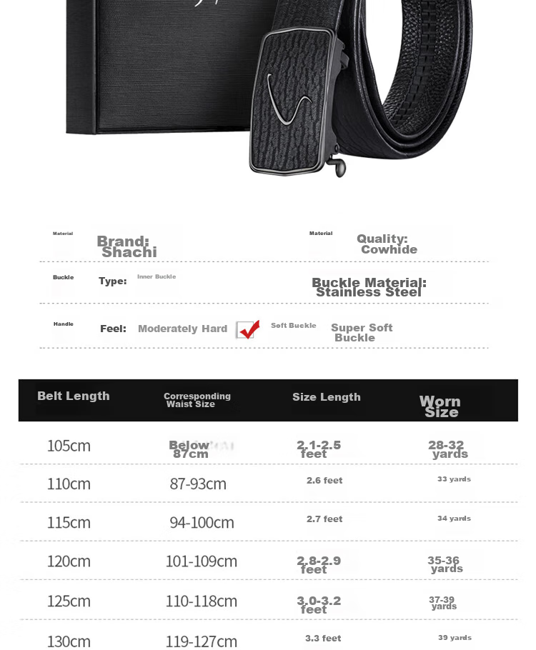 SATCHI Men's Belt, Business Light Luxury, Inner Wear Automatic Buckle, Top-Grain Leather Waistband, Gift for Boyfriend Or Husband, Gift Box 115 10