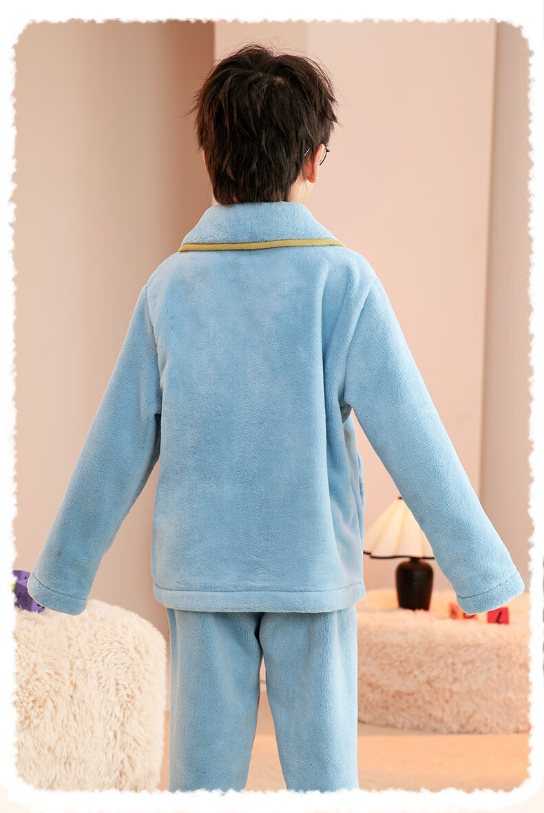 Fenteng Children's Pajamas for Boys, Anti-Static, Thickened Double-Sided Fleece, Warm, Big Kids' Loungewear Q9FJ257940359 20