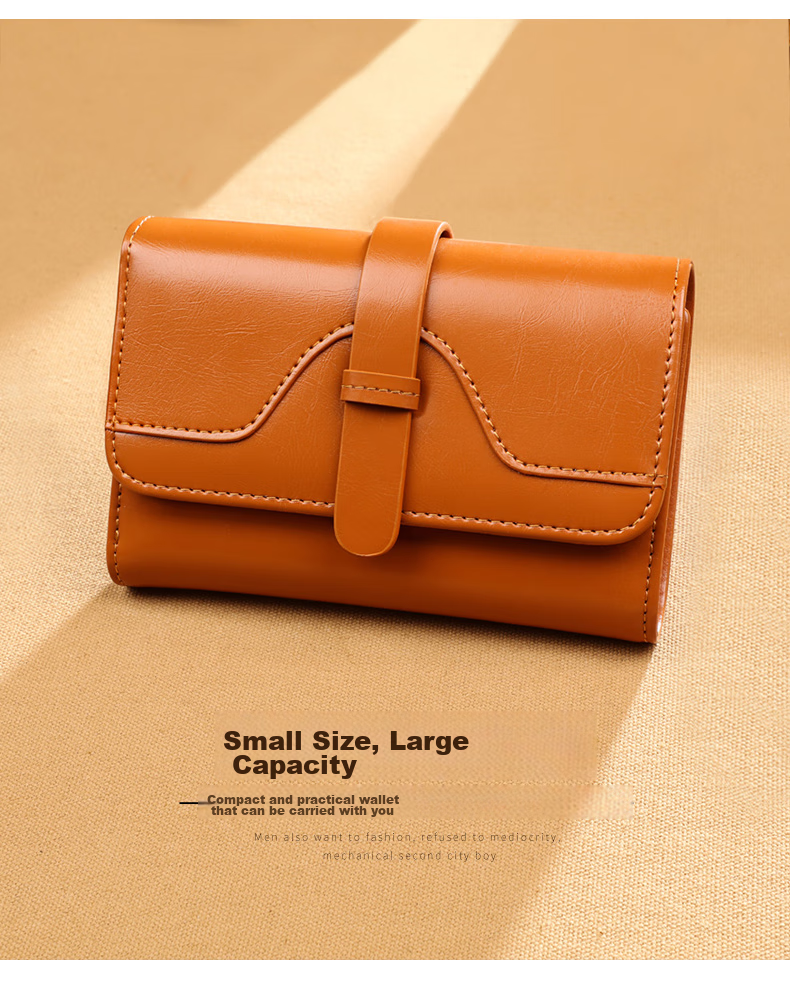 Viney Leather Women's Wallet, Foldable Short Coin Purse, High-End ID Card Holder, Integrated Brand Large Capacity Wallet, Leather Clutch 1