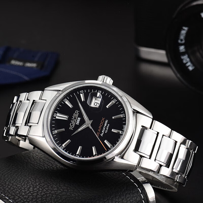 ROAMER Swiss Imported Fully Automatic Mechanical Watch, Tungsten Steel Wristwatch for Men, 100-Meter Water Resistance, Men's Watch with Black Dial