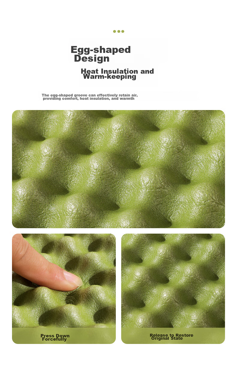 CAMEL Outdoor Camping Egg Tray Mat, Tent Sleeping Pad, Foldable Seat Cushion, Ground Mat, Shell-Shaped Moisture-Proof Seat Cushion, Green Floor Mat 4