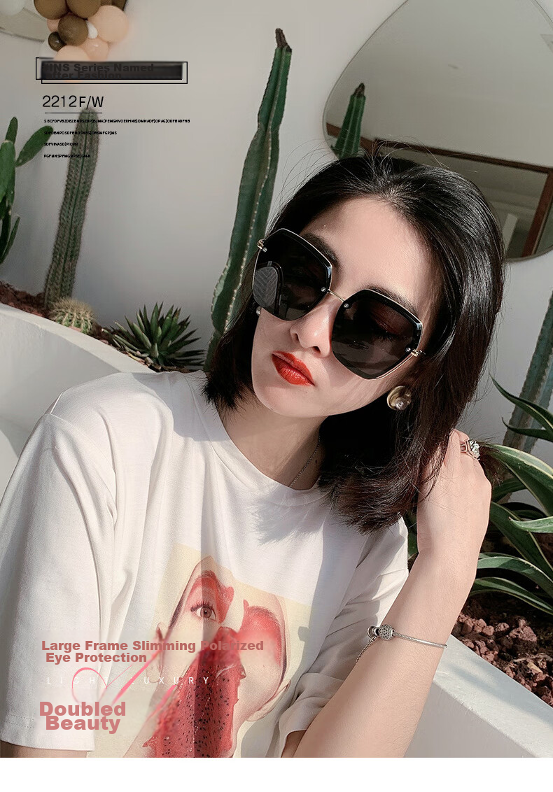 Lafudelu Polarized Sunglasses for Women, UV Protection, Anti-Glare, Trendy Sunglasses, Sun Protection, Wide Frame, Slimming Effect 2