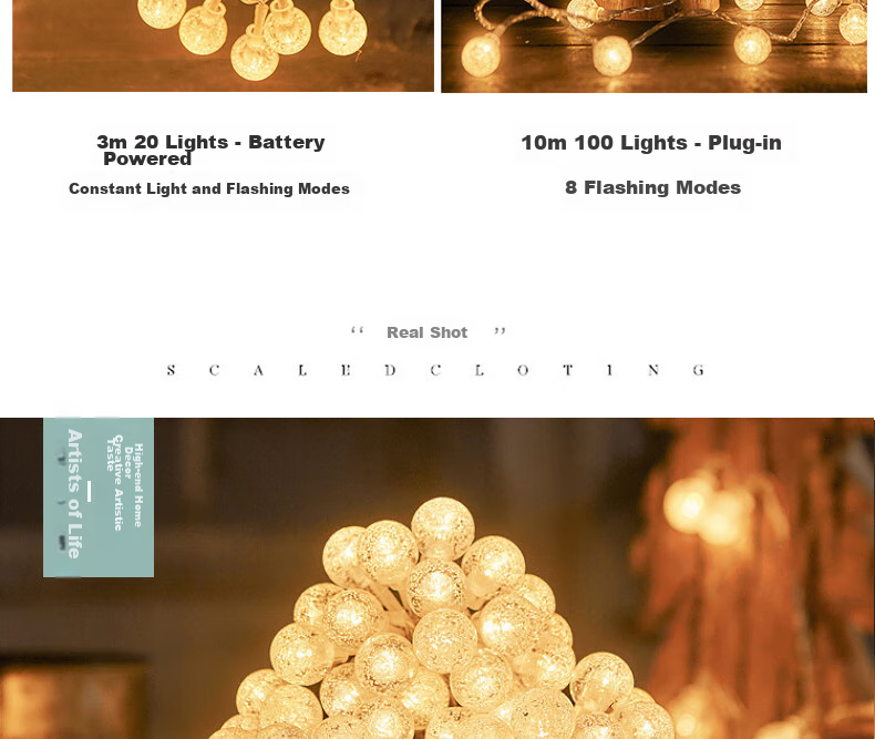 Abaoli LED String Lights Birthday Colorful Flashing Lights for Room Bedroom Dormitory Yard Outdoor Decoration Tent Camping Light Strip 6