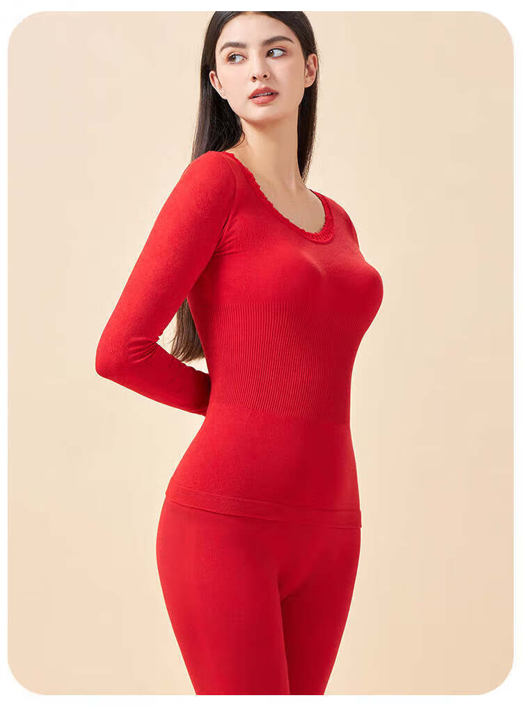 LangSha Women's Modal Cotton Thin Autumn And Winter Thermal Underwear Set, Slimming And Warm Base Layer, Black 17