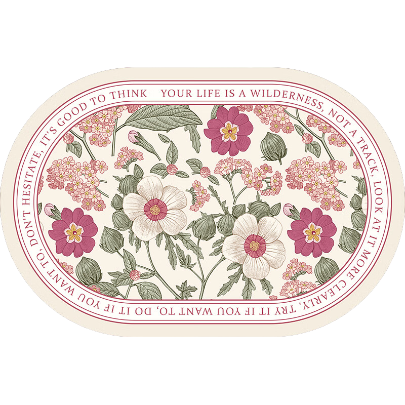 YISHANG American-Style Bathroom Mat, Oval Absorbent Pad, Quick-Drying Non-Slip Foot Mat for Bathroom Entrance, Toilet Door Carpet