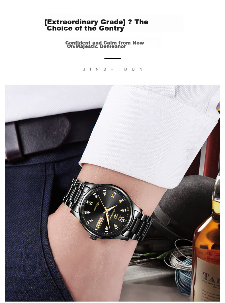 JIN SHI DUN Men's Automatic Mechanical Watch Swiss Certified Brand Luminous Ruby Bearings Valentine's Day Gift for Boyfriend 19