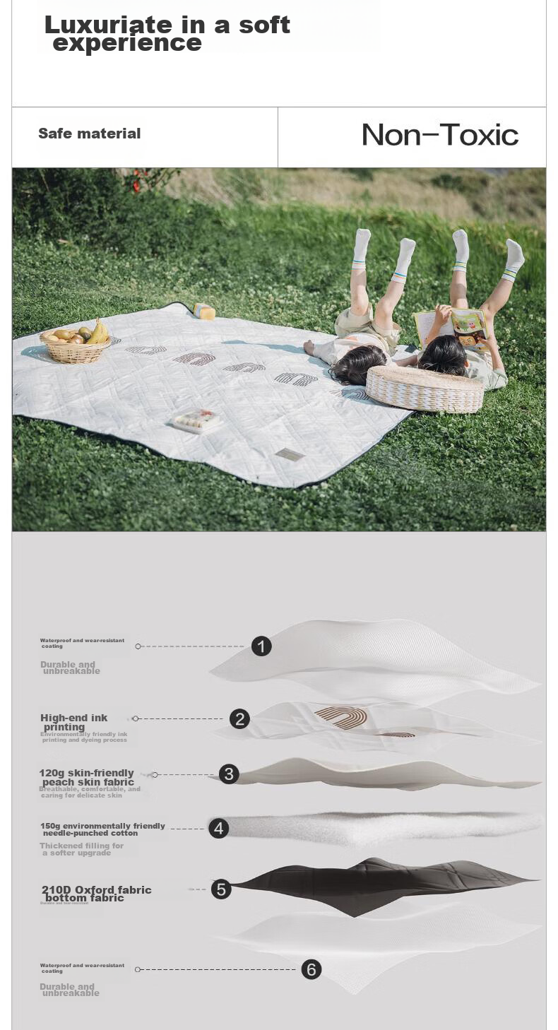 BEIESTATE Picnic Mat, Thickened Moisture-Proof, for Outdoor Cooking And Camping, Portable Waterproof Seat Cushion, BEIESTATE Rainbow 200*200cm, Children's Gift 6
