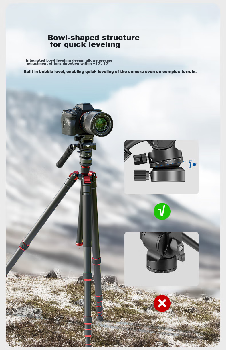 NEEWER Aluminum Alloy Tripod with Hydraulic Damping Ball Head, Leveling Base, Bowl Head, Arm Handle, Quick Release Plate, Panoramic Photography And Videography Camera Mirrorless Camera Stand GM27 3