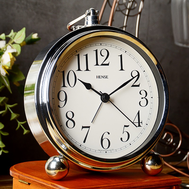 Hense Creative Alarm Clock, Stylish Bedroom Clock, Children's Student Alarm Watch, Personalized Quartz Clock, HA75 Electroplated Arabic Dial