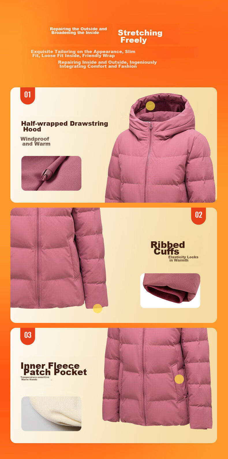 Tanboer Women's Short down Jacket, Autumn And Winter Hooded Loose Warm Coat, Thick TD236356, Zhiban Purple, Size 170 11