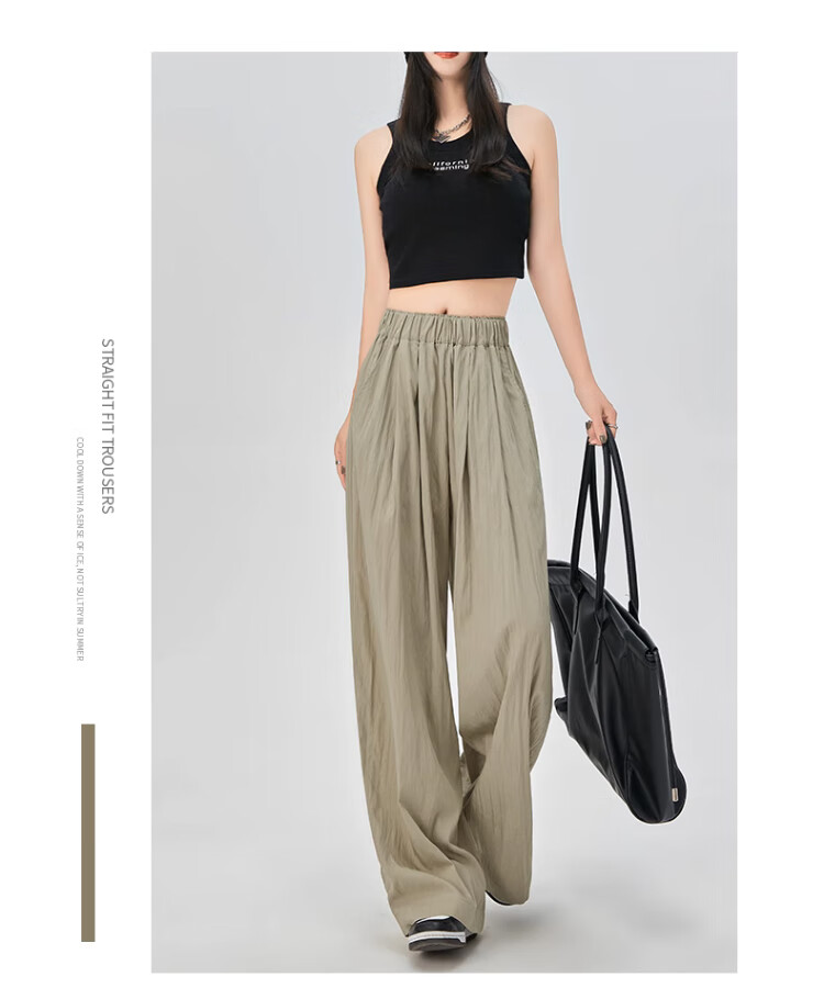 LangSha Women's Pants, Spring And Autumn Thin Style, Slimming Draping Straight Wide-Leg, Casual Loose Linen Floor-Length Loungewear 12