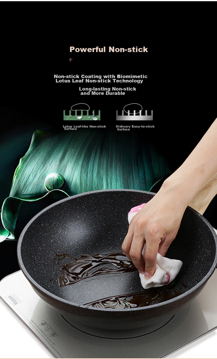 COOKER KING Non-Stick Wok, Easy to Clean, Maifanshi Color Stir-Fry Pan, 32cm, Compatible with Induction Cookers, Obsidian Series CG32HY 5