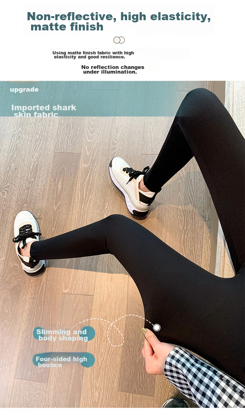 LangSha Shark Leggings for Women, Thin Autumn Style, Tight-Fitting, Tummy Control, Butt-Lifting, High-Waist Fitness Base Layer Yoga Pants 8