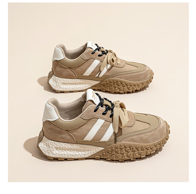 ZHR Casual Shoes for Women, Retro Sports Women's Shoes, Thick-Soled Heightening Versatile Dexun Shoes for Women, QS27, Beige-Red, Size 40 24