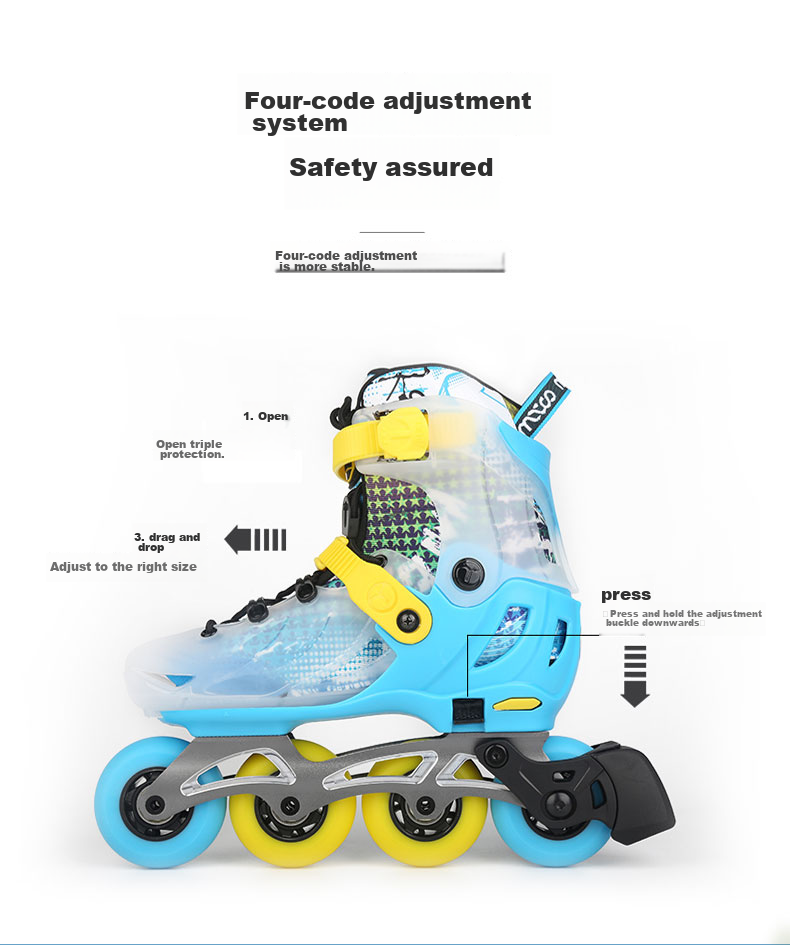 Migao Roller Skates for Children, Inline Skates for Boys And Girls, Flat Skate Shoes, Complete Set with Adjustable Straight Wheels S7 Pink Set Size M 11