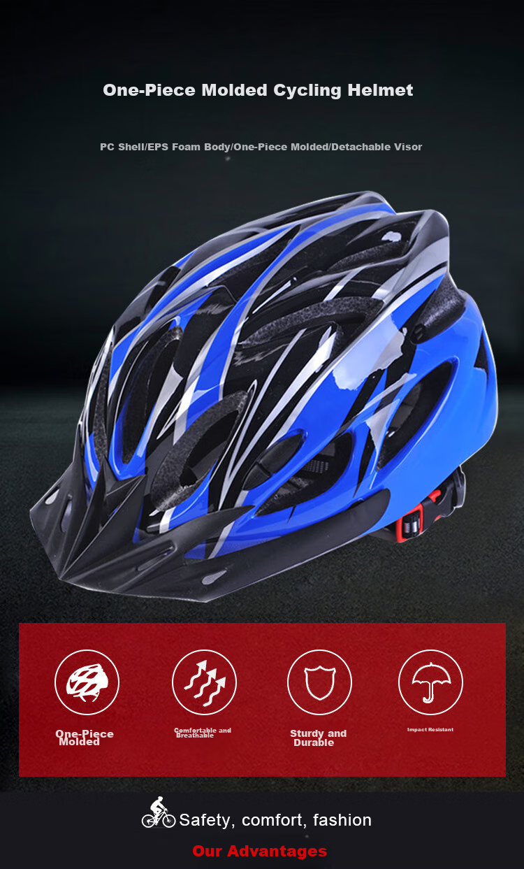 Adandyish Electric Mountain Bike Cycling Helmet for Men And Women, Mountain And Road Bicycle Helmet Cycling Equipment Blue And Black 3