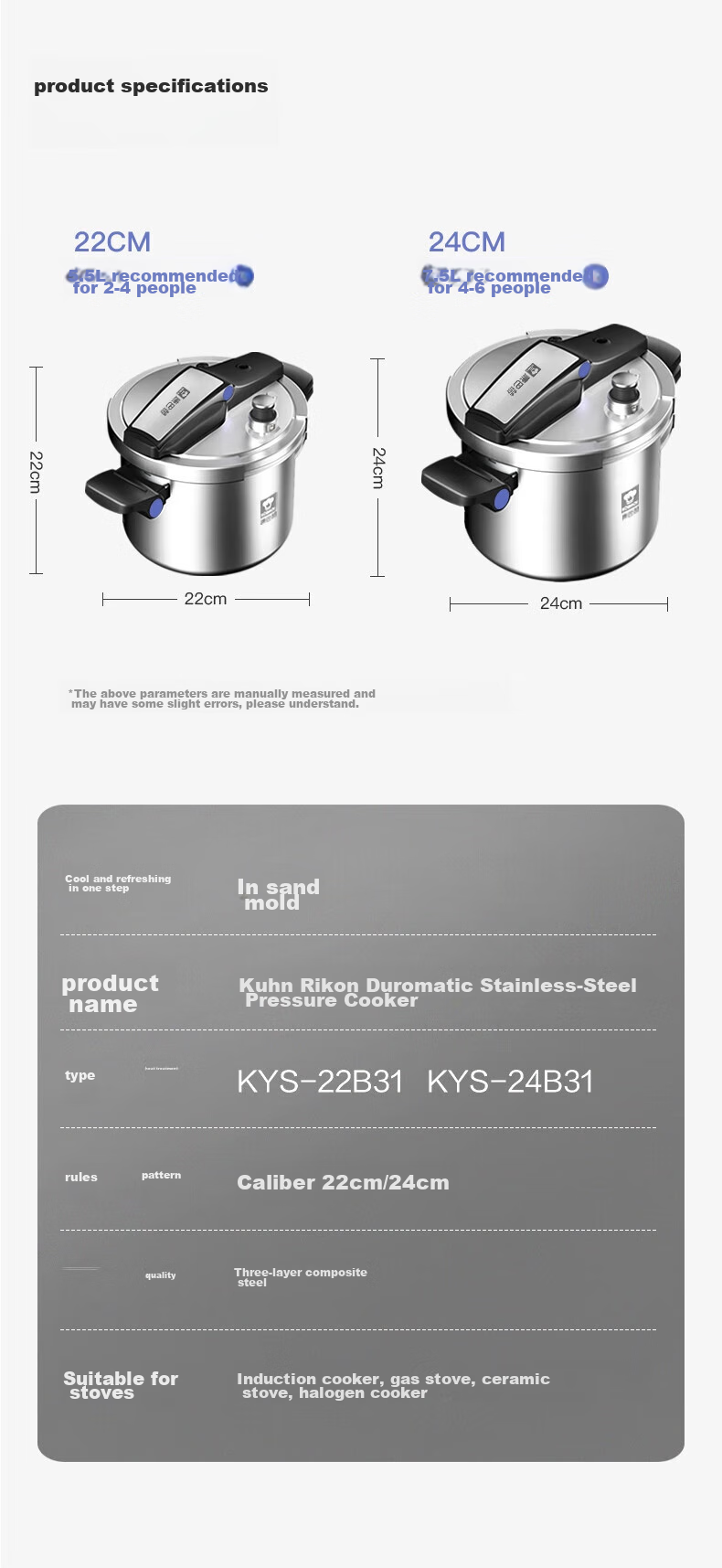 KOBACH Pressure Cooker, 304 Stainless Steel, Household Use, Explosion-Proof, Can Stand on Its Lid, Compatible with Induction And Gas Stoves, 5.5L Capacity 12