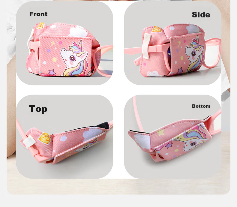 Moremerry Children's Eye Patch Monocular Vision Strabismus Corrector Trainer Amblyopia Light Blocking Eye Cover Strawberry Rabbit 10