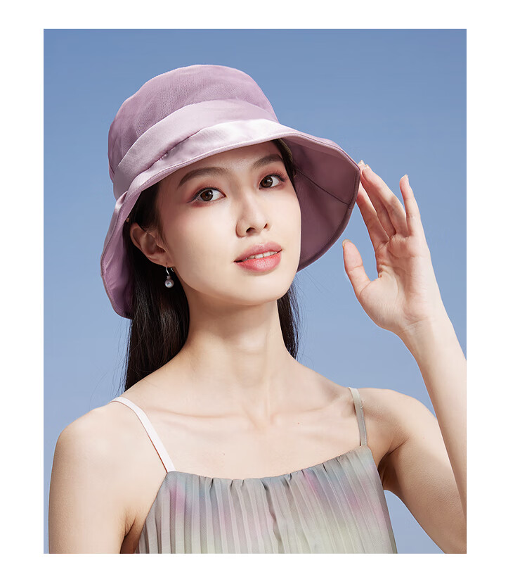 Shanghaigushi Silk Sun Hat for Women, Summer UV Protection, Mulberry Silk Hat, Birthday Gift for Mom Or Elders SSS24MZ20 Bean Paste Color 7