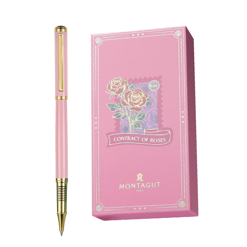 MONTAGUT [Mid-Autumn Festival Gift] Ballpoint Pen for Women, Elegant Signature Pen, Student Birthday Gift, Companion Gift, 901A Pink Rose Series, 0.5mm