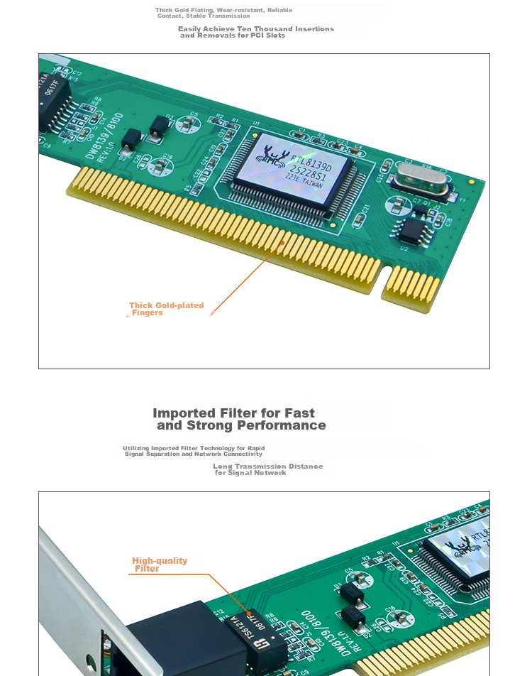 EB-LINK Intel 82540 Chip PCI Gigabit Network Card, 8390MT Desktop Single Network Port without Disk, Built-In Wired 1000M Home Network Card 4